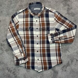 Outerknown Blanket Shirt Size M Medium Plaid Brown Field Jacket Organic Cotton